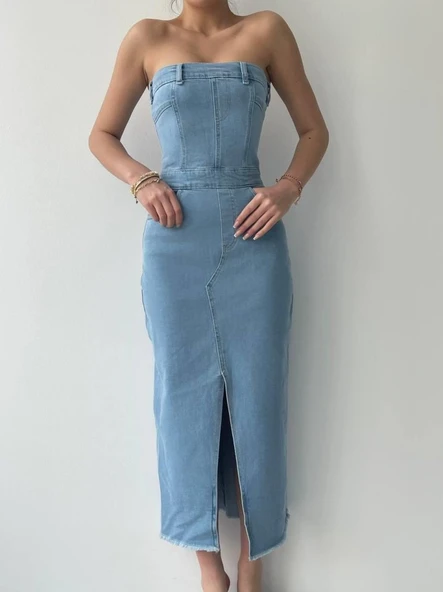 Sonic Straplez Elbise - Resim 2