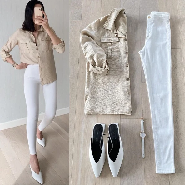 Gabardin Kumaş Yüksek Bel Pantolon 94cm XLbel36cm - Resim 9