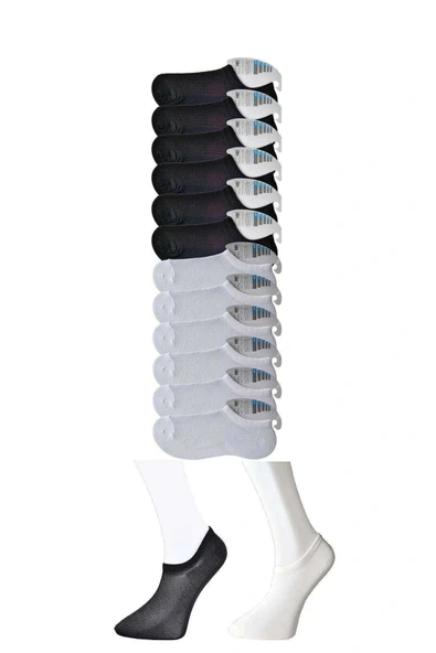 LitaeTrend Siyah ve Beyaz Erkek Görünmez Çorap 12 çift ürün görseli 1