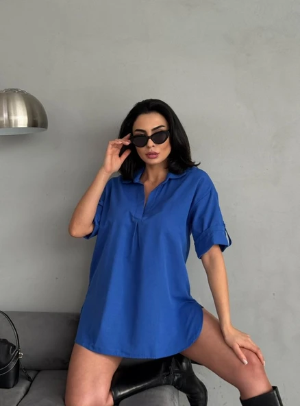 Yırtmaç Detaylı Tunik Gömlek ürün görseli 1