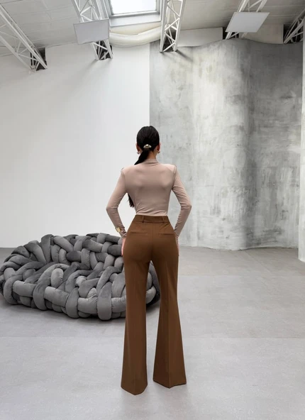 230 Gr Poly Viscose Full Lycra İspanyol Paça Pantolon - Resim 2