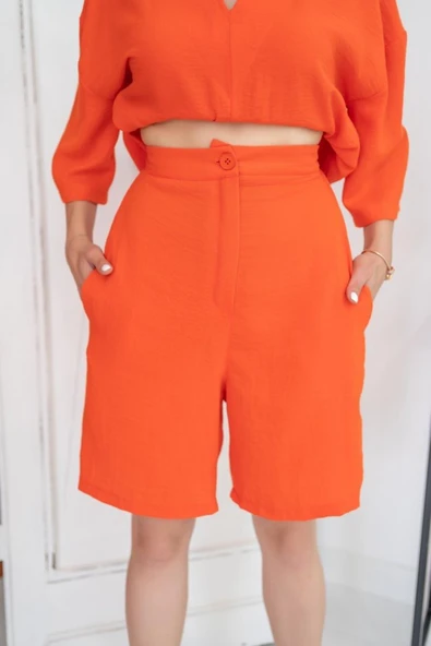 Oranj Şort Ve Üst Takım - Resim 4