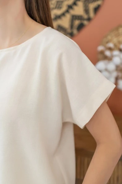 Bej T-Shirt Ve Pantolon Takım - Resim 4