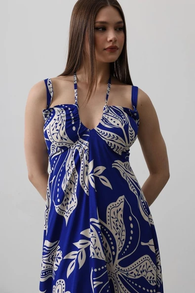 ASKILI VİSCON ELBİSE - Saks - Resim 4