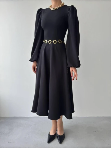 Sali Balon Kol Elbise - Resim 2