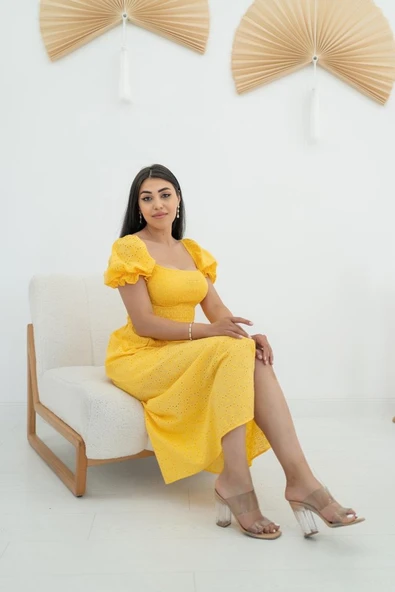 Sarı Tokalı Fisto Elbise ürün görseli 1