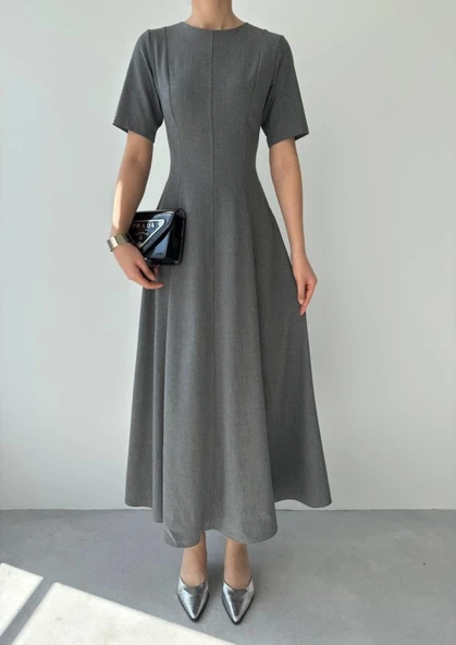 Wera Pliseli Midi Elbise - Resim 2