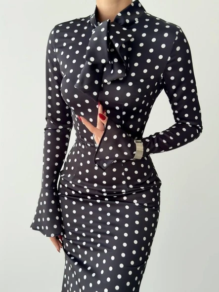 Potenza Puantiyeli Elbise - Resim 4