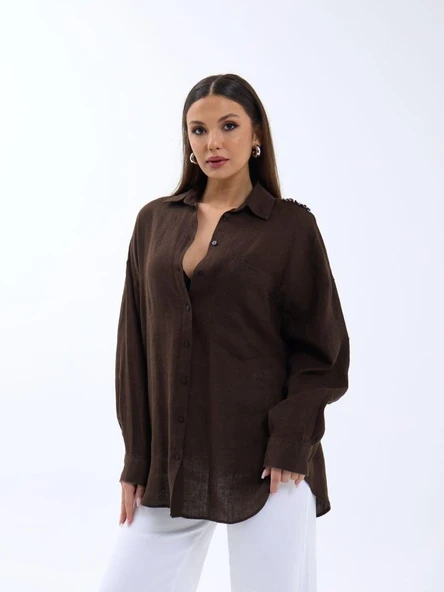 7399 GÖMLEK-KAHVE ürün görseli 1