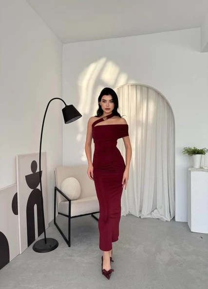 Reta Çapraz Omuz Elbise - Resim 6