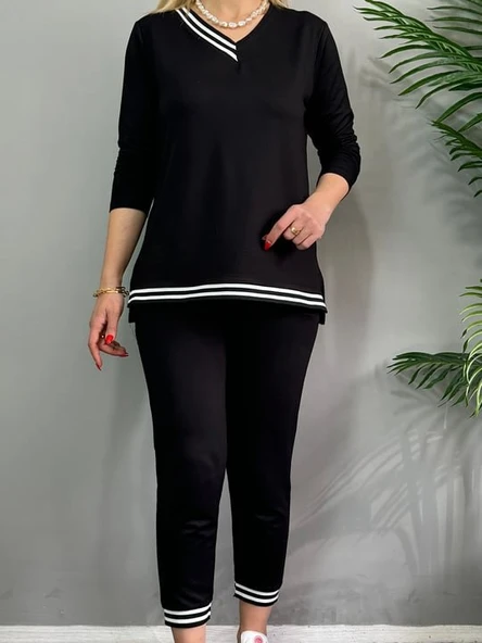 Kadın Yeni Sezon Uzun Kollu Ribana Detay Ikili Takım - Resim 5