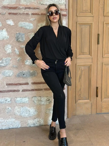 Yüksek Bel Likralı Jean Pantolon 90 Cm - Resim 6