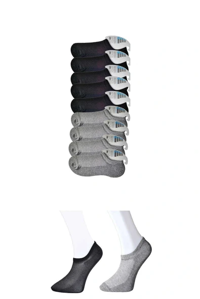 LitaeTrend Siyah ve Gri Erkek Görünmez Çorap 9 çift ürün görseli 1