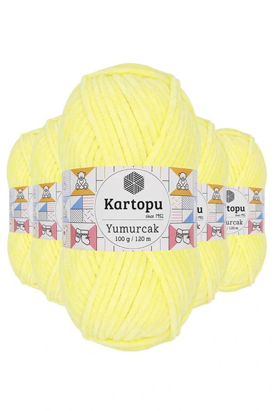 LitaeTrend 5 Adet Yumurcak Kadife El Örgü İpi Sarı K333 ürün görseli 1