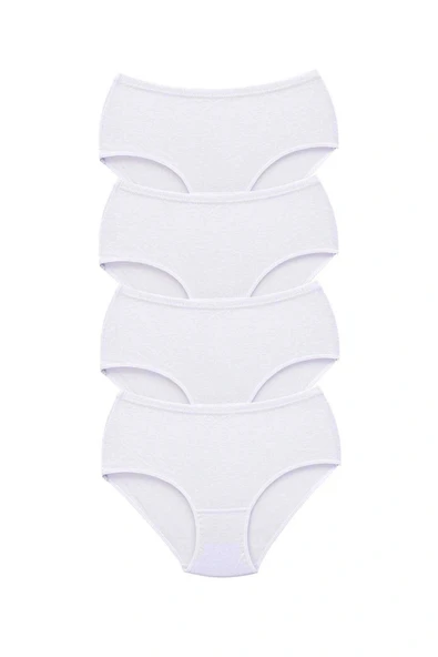 LitaeTrend 4 Adet Tutku Kadın Yüksek Bel Bato Kalın Lastik Külot Beyaz ürün görseli 1