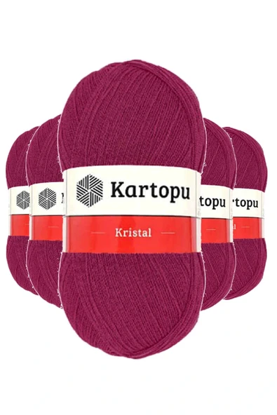 LitaeTrend 5 Adet Kristal Çift Katlı El Örgü Lif İpi Vişne K1794 ürün görseli 1