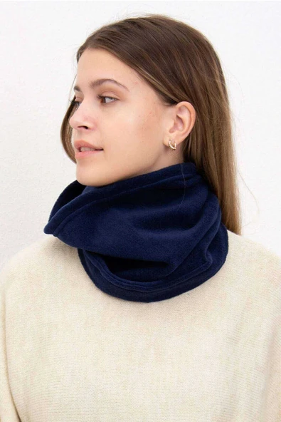 LitaeTrend 2 Adet Polar İpli Bere ve Boyunluk Lacivert Kamuflaj - Resim 3