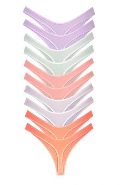 LitaeTrend 10 Adet Pamuklu Kadın Klasik Tanga Soft Renkler - Resim 4