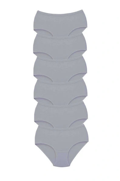 LitaeTrend 6 Adet Tutku Kadın Yüksek Bel Bato Kalın Lastik Külot Gri ürün görseli 1