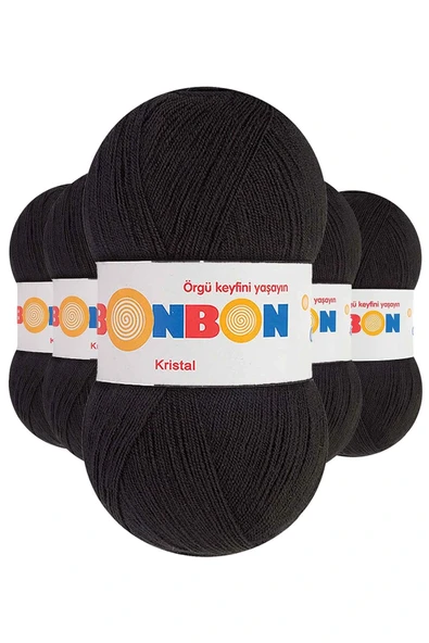 LitaeTrend 5 Adet Kristal El Örgü Lif İpi Siyah 98206 ürün görseli 1