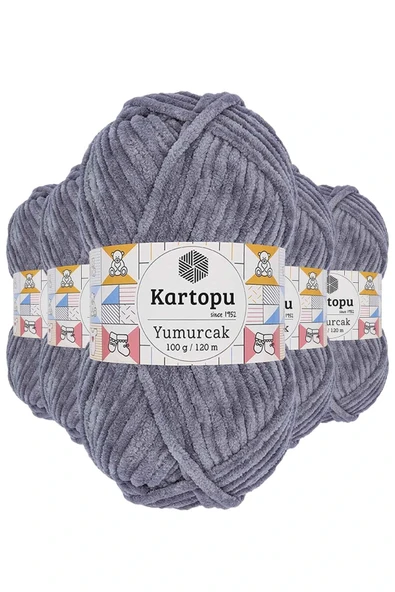 LitaeTrend 5 Adet Yumurcak Kadife El Örgü İpi Koyu Gri K951 ürün görseli 1