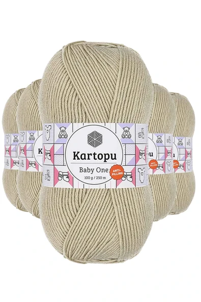 LitaeTrend 5 Adet Baby One Tüylenmeyen El Örgü İpi Yünü Bej K861 ürün görseli 1