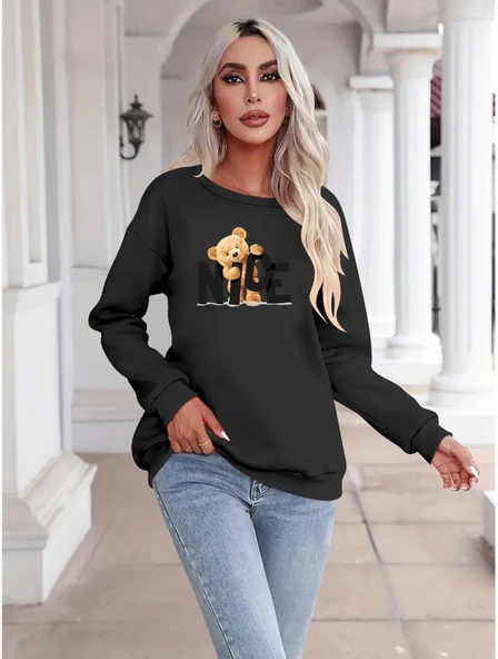 Kadın Uzun Kollu Bisiklet Yaka Viskon Iki Iplik Bluz ürün görseli 1