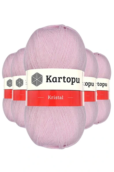 LitaeTrend 5 Adet Kristal Çift Katlı El Örgü Lif İpi Açık Pembe K699 ürün görseli 1