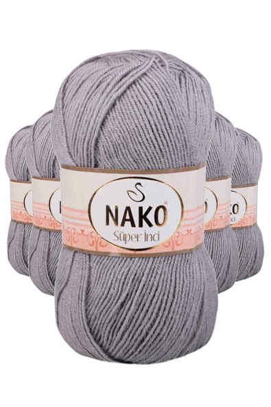 LitaeTrend 5 Adet Süper İnci El Örgü İpi 100 gr Gri 11538 ürün görseli 1