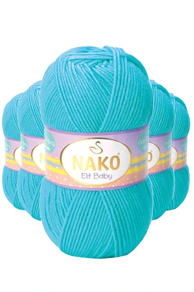 LitaeTrend 5 Adet Elite Baby El Örgü İpi Tüylenmeyen Bebek Yünü Turkuaz 3323 ürün görseli 1