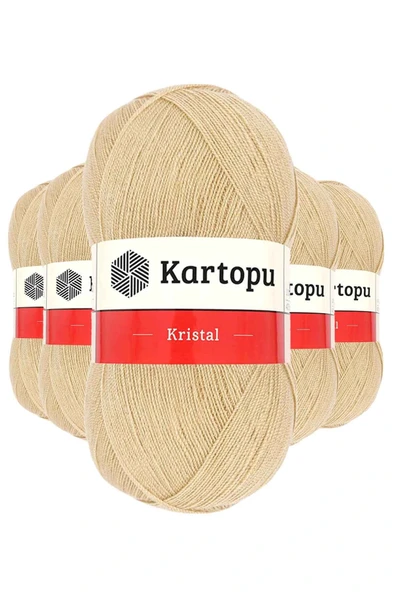 LitaeTrend 5 Adet Kristal Çift Katlı El Örgü Lif İpi Sütlü Kahve K884 ürün görseli 1