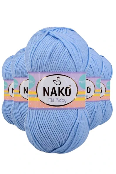 LitaeTrend 5 Adet Elite Baby El Örgü İpi Tüylenmeyen Bebek Yünü Mavi 10305 ürün görseli 1