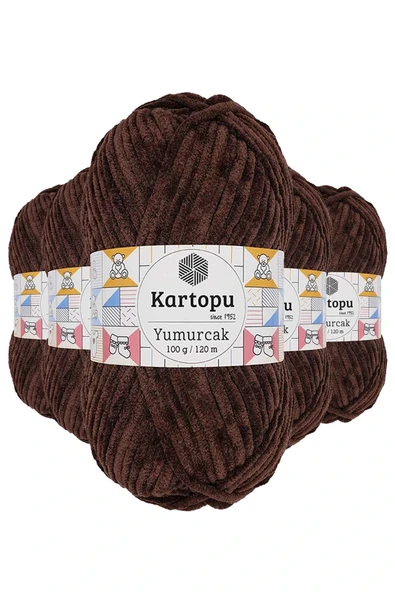 LitaeTrend 5 Adet Yumurcak Kadife El Örgü İpi Kahverengi K818 ürün görseli 1