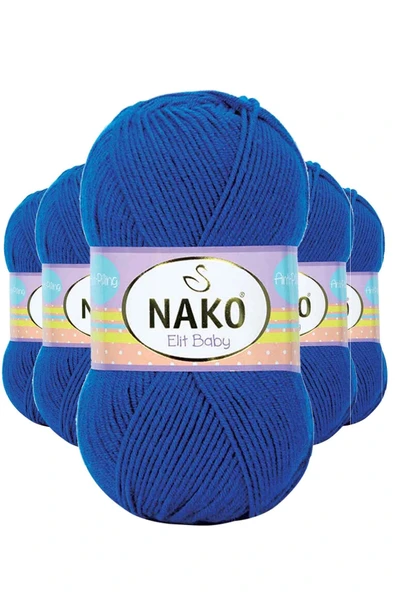 LitaeTrend 5 Adet Elite Baby El Örgü İpi Tüylenmeyen Bebek Yünü Saks Mavi 10346 ürün görseli 1