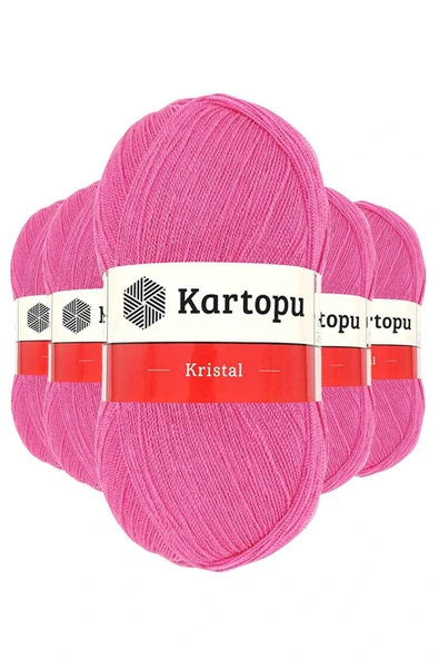 LitaeTrend 5 Adet Kristal Çift Katlı El Örgü Lif İpi Şeker Pembe K772 ürün görseli 1