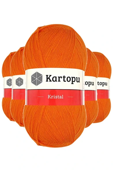 LitaeTrend 5 Adet Kristal Çift Katlı El Örgü Lif İpi Turuncu K210 ürün görseli 1