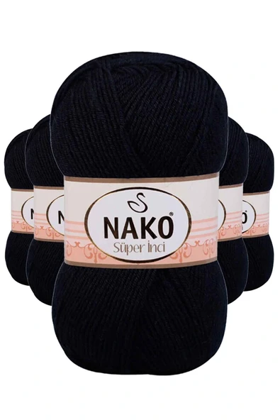 LitaeTrend 5 Adet Süper İnci El Örgü İpi 100 gr Siyah 217 ürün görseli 1