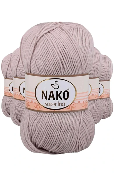 LitaeTrend 5 Adet Süper İnci El Örgü İpi 100 gr Pembeli Gri 3079 ürün görseli 1