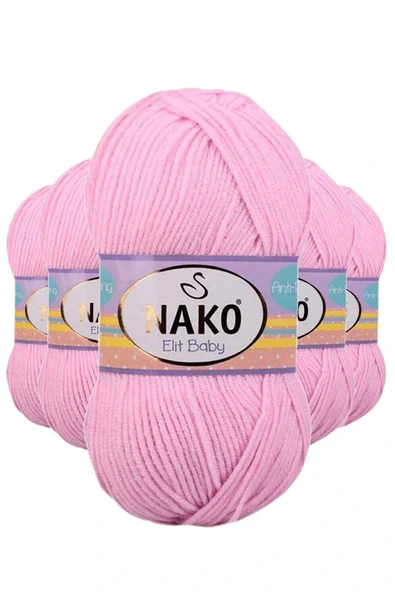 LitaeTrend 5 Adet Elite Baby El Örgü İpi Tüylenmeyen Bebek Yünü Açık Pembe 6936 ürün görseli 1