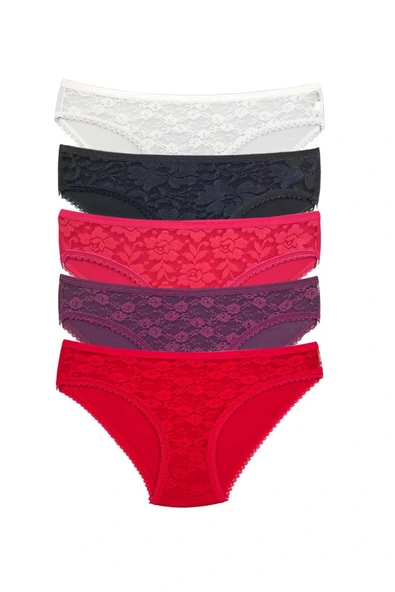 LitaeTrend 5 Adet Önü Dantelli Transparan Kadın Slip Külot S130 ürün görseli 1