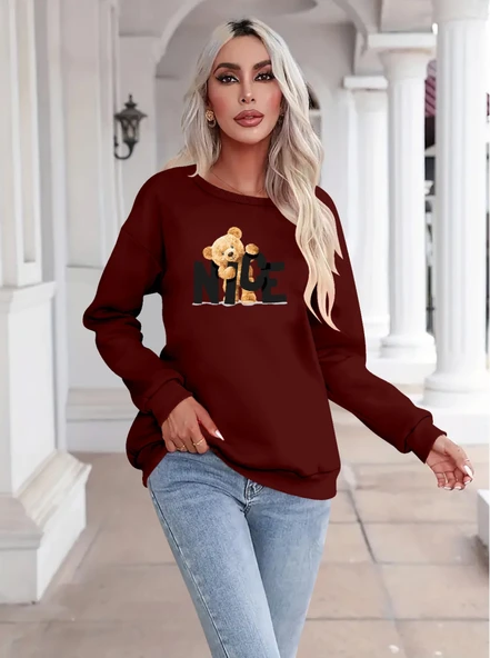 Kadın Uzun Kollu Bisiklet Yaka Viskon Iki Iplik Bluz ürün görseli 1