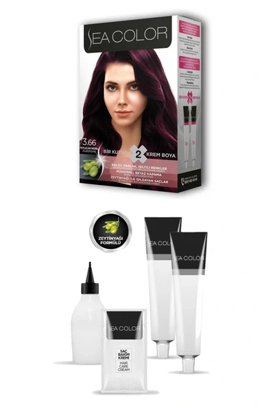 LitaeTrend 2 Tüp Krem Saç Boyası Seti Patlıcan Moru No:3.66 - Resim 2