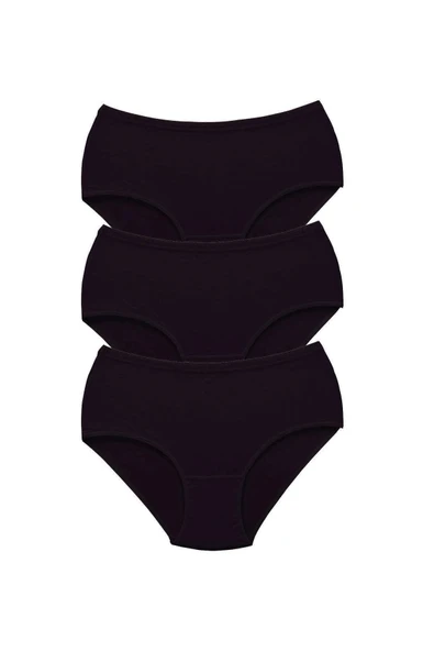 LitaeTrend 3 Adet Tutku Kadın Yüksek Bel Bato Kalın Lastik Külot Siyah ürün görseli 1