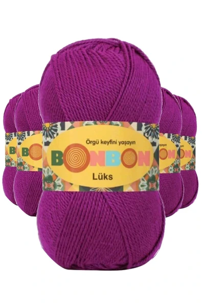 LitaeTrend 5 Adet Lüks Patik İpi Yünü Koyu Fuşya 98677 ürün görseli 1