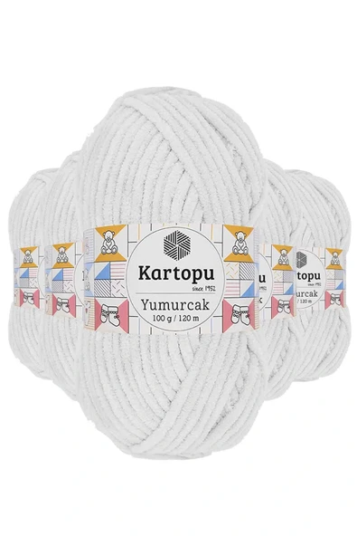 LitaeTrend 5 Adet Yumurcak Kadife El Örgü İpi Kar Beyaz K010 ürün görseli 1