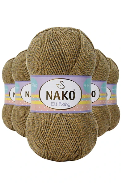 LitaeTrend 5 Adet Elite Baby El Örgü İpi Tüylenmeyen Bebek Yünü Sarı Gri 21354 ürün görseli 1