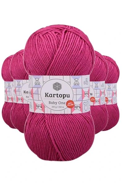 LitaeTrend 5 Adet Baby One Tüylenmeyen El Örgü İpi Yünü Fuşya K245 ürün görseli 1