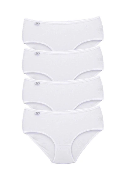LitaeTrend 4 Adet Tutku Kadın Yüksek Bel Bato İnce Lastik Külot Beyaz ürün görseli 1
