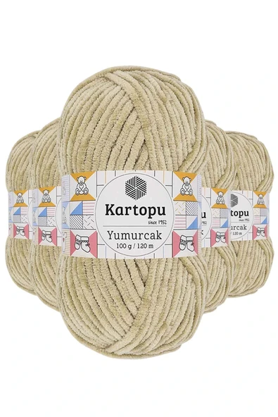 LitaeTrend 5 Adet Yumurcak Kadife El Örgü İpi Bej K856 ürün görseli 1