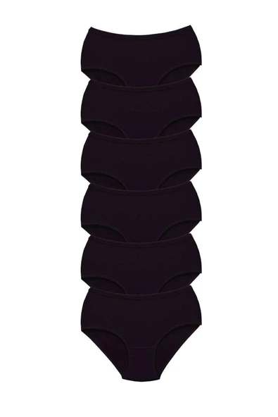 LitaeTrend 6 Adet Tutku Kadın Yüksek Bel Bato Kalın Lastik Külot Siyah ürün görseli 1